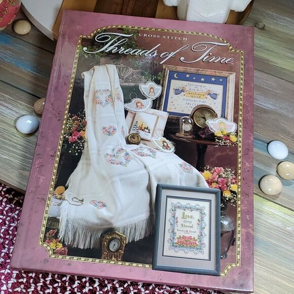 Threads of Time Cross Stitch Pattern Book Hardback Crafts Hobbies Sewing Design - Picture 1 of 6